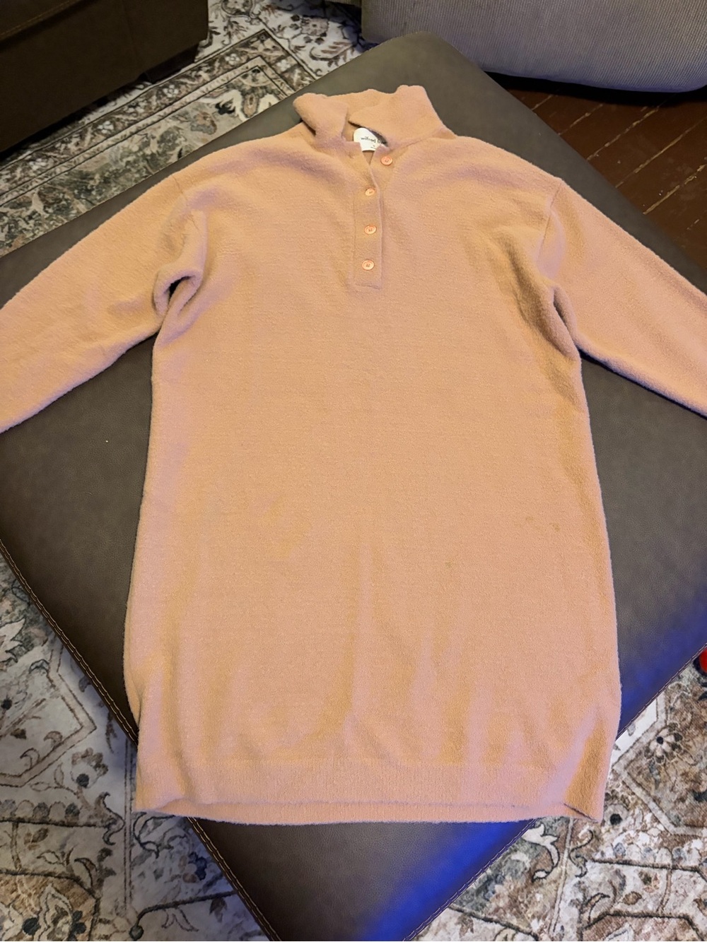 Aritzia Wilfred Dusty Rose Knit Polo Sweater Mini Dress XS